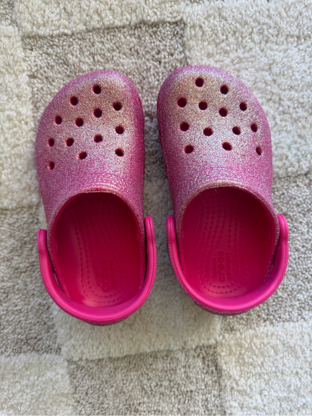 NWOT Pink Glitter Crocs - Toddler 9